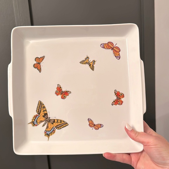 Naaman Isreal Porcelain Butterfly Serving Tray Platter - Picture 1 of 4